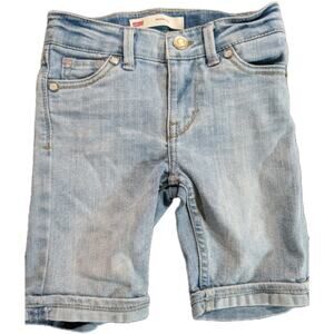 Levi's Bermuda Jean Shorts Pink Stitch Detail Flap Pocket Girls Size 4 Light EUC